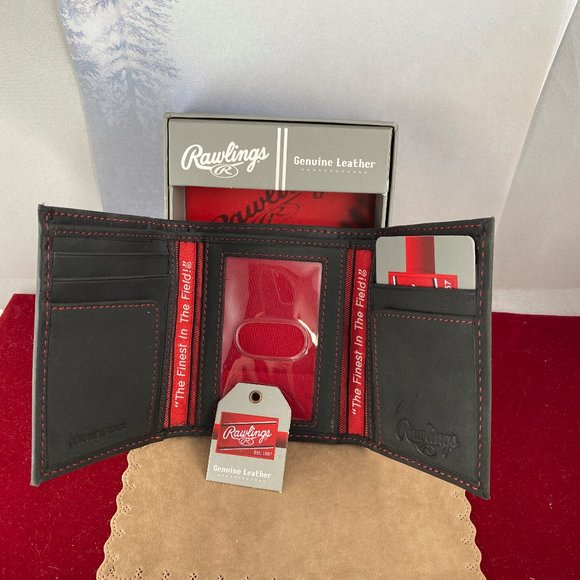 Rawlings Glove Leather de-bossed tri-fold Wallet - Picture 2 of 6